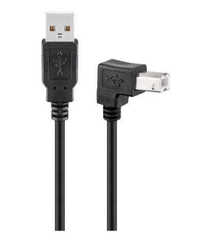 Microconnect USBAB2ANGLED cavo USB 2 m USB 2.0 USB A USB B Nero (USB2.0 A-B 2m M-M - Angled - Warranty: 300M)