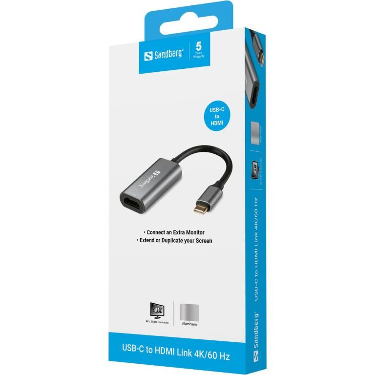 Sandberg USB-C to HDMI Link 4K (USB-C to HDMI Link - USB-C to HDMI Link 4K/60 Hz - USB Type-C HDMI Male Female 1920 x 1080 HD 1