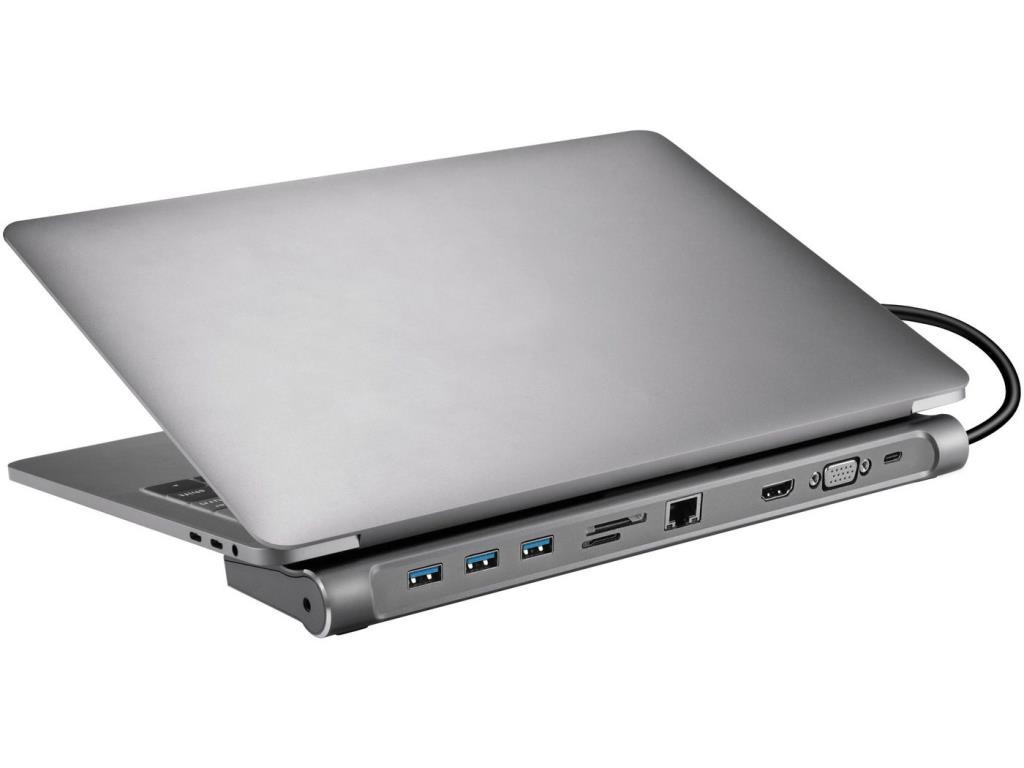 Docking USB typeC 10 in 1 (3xUSB3.0 1xUSB-C 1xHDMI 4K/60Hz 1xVGA 1xGiga Lan 1xAudio In/Out 1xSD/MicroSD reader PWD 100w