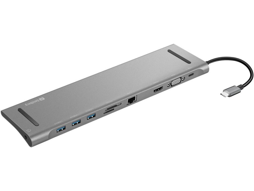 Docking USB typeC 10 in 1 (3xUSB3.0 1xUSB-C 1xHDMI 4K/60Hz 1xVGA 1xGiga Lan 1xAudio In/Out 1xSD/MicroSD reader PWD 100w