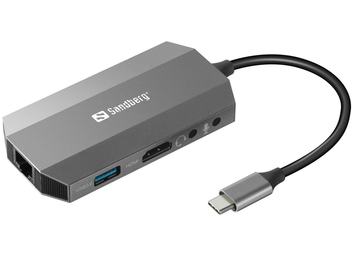 Sandberg USB-C 6-in1 Travel Dock (USB-C 6-in1 Travel Dock - USB-C 6-in1 Travel Dock - Wired USB 3.0 3.1 Gen 1 Type-C 100 W 1010