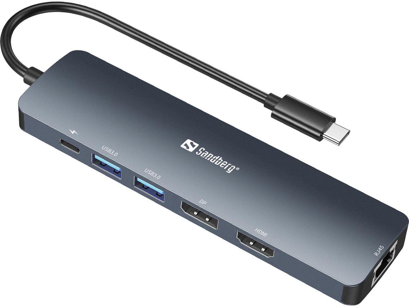Sandberg 136-43 replicatore di porte e docking station per laptop USB 3.2 Gen 1 3.1 Gen 1 Type-C Grigio (USB-C 8K Display Dock