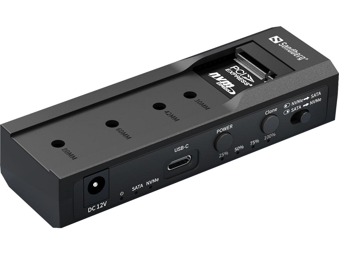 Sandberg 136-49 docking station per unità  di archiviazione USB 3.2 Gen 2 [3.1 Gen 2] Type-C Nero (USB-3 Cloner+Dock M2+NVMe+