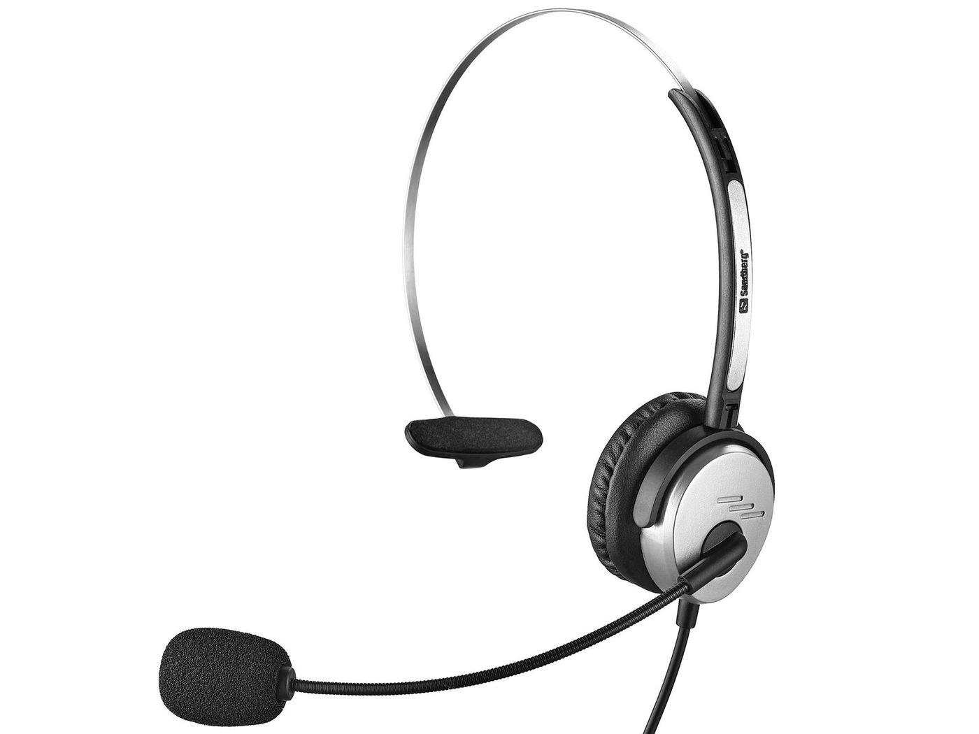 Sandberg 326-11 cuffia e auricolare Cablato A Padiglione Ufficio Nero, Argento (MiniJack Mono Headset Saver - MiniJack Mono Hea