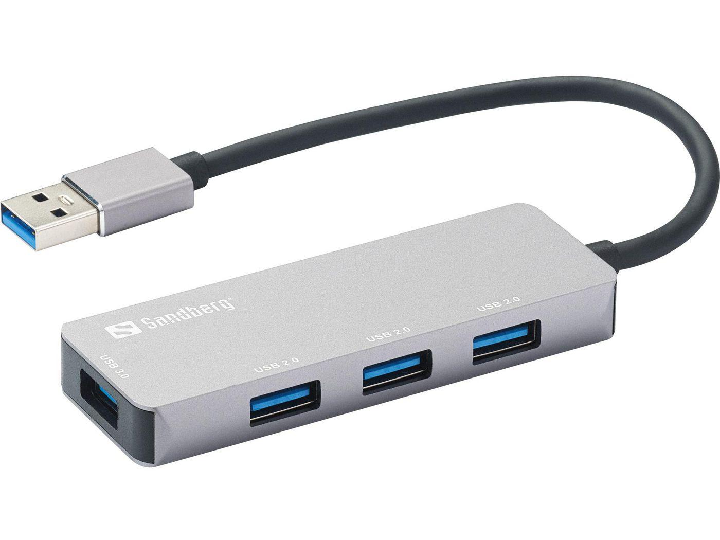 Sandberg 333-67 hub di interfaccia USB 3.2 Gen 1 3.1 Gen 1 Type-A 5000 Mbit/s Grigio (USB-A Hub 1xUSB3.03x2.0 SAVER - USB-A Hub