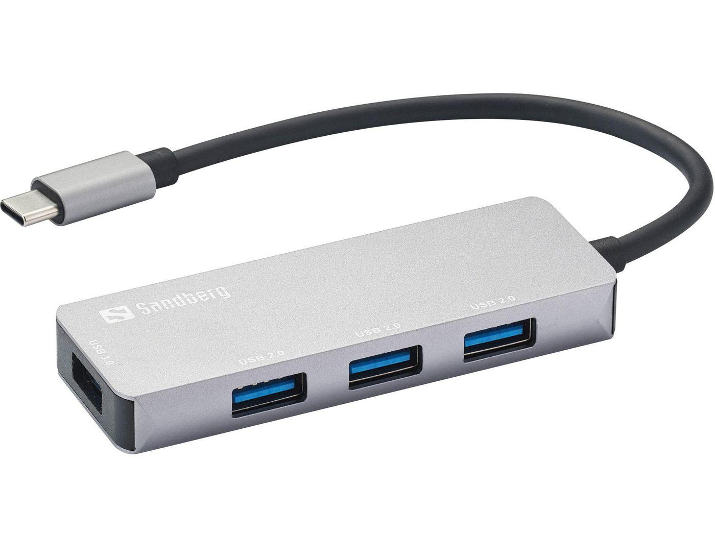 Sandberg 336-32 hub di interfaccia USB 3.2 Gen 1 3.1 Gen 1 Type-C 5000 Mbit/s Grigio (USB-C Hub 1xUSB3.03x2.0 SAVER - USB-C Hub