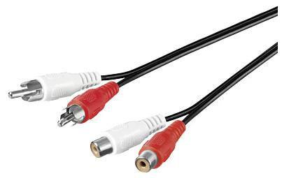 Microconnect 2xRCA/2xRCA 10m cavo audio Nero (Stereo Ext. Cable 10 meter - Stereo Extension cable 2 x - RCA male to 2 x RCA fem