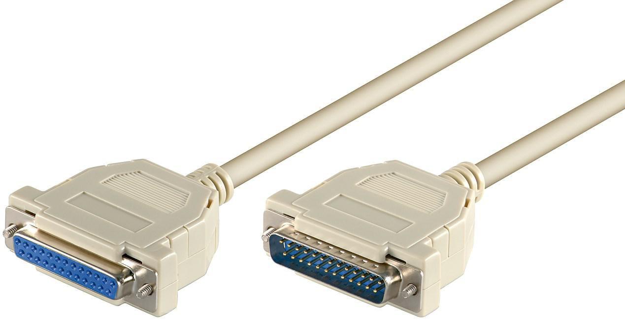 Microconnect DB25-DB25 2m cavo seriale Bianco (D-SUB Data Cable, 2m - D-SUB/IEEE 1284 [25-pin] M-F - seriell / serial 1:1, roun