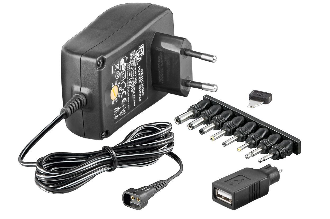 Microconnect PETRAVEL30 adattatore e invertitore Nero (3-12V Univ. Power Supply - including USB 8 DC Adapter - max. 180 W and