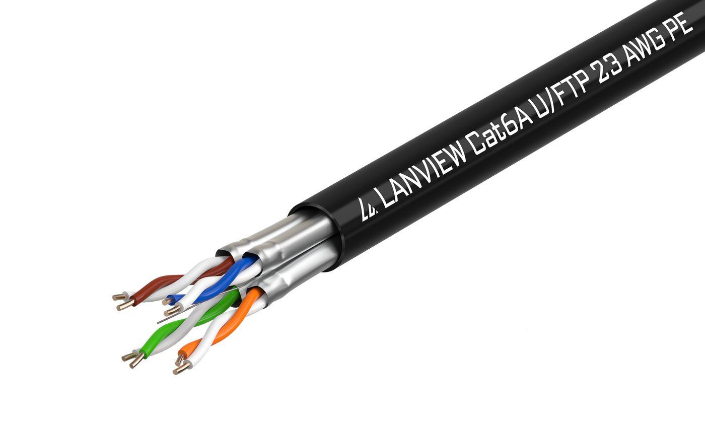 Lanview LVN122445 cavo di rete Nero 500 m Cat6a U/UTP UTP (Cat6a U-FTP Network Cable - 4x2xAWG23 PE black 500m - Outdoor - Warr