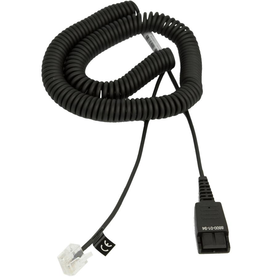 Jabra GN QD to Modular RJ extension coiled cord for Siemens Open Stage series