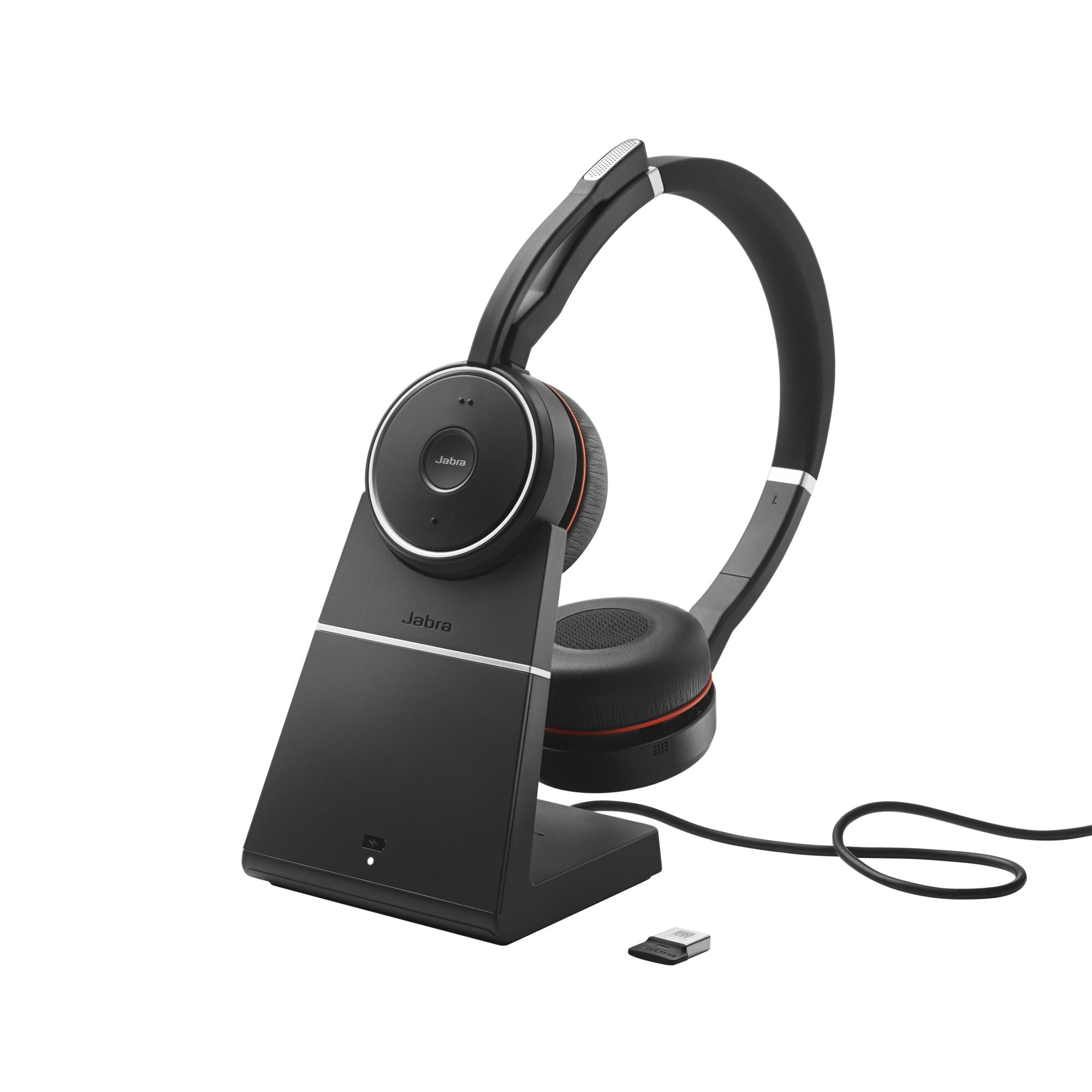 Jabra Evolve 75 MS Stereo Auricolare Con cavo e senza cavo A Padiglione Ufficio Micro-USB Bluetooth Nero Rosso