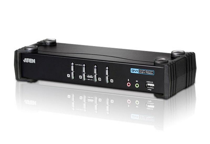 ATEN CS1764A-AT-E switch per keyboard-video-mouse [kvm] Nero (4 port DVI / USB KVMP Switch - with Audio Support [4 KVM - Cables