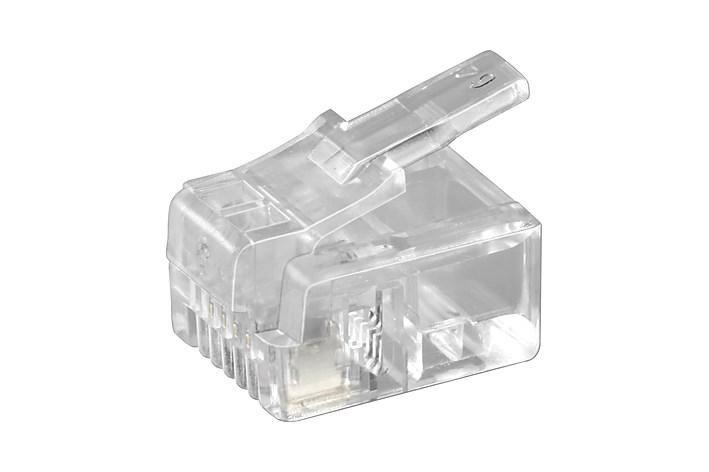 Microconnect KON501-10R cavo di collegamento RJ-11 6P4C Trasparente (Modular Plug RJ11 6P4C, 10pcs - Unshielded version, - for