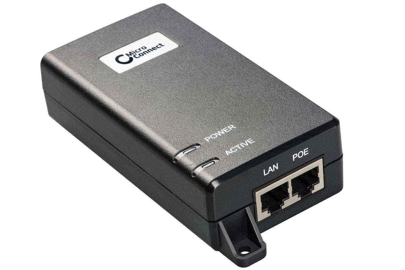 Microconnect POEINJ-30W adattatore PoE e iniettore 10 Gigabit Ethernet 48 V (30W 802.3af/at PoE Injector - 100-220V 50-60Hz 52V
