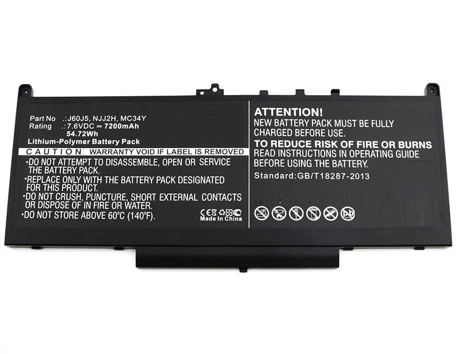 CoreParts MBXDE-BA0127 ricambio per laptop Batteria (Laptop Battery for Dell 55Wh - Li-Pol 7.6V 7200mAh Black - 55Wh Li-Pol 7.6