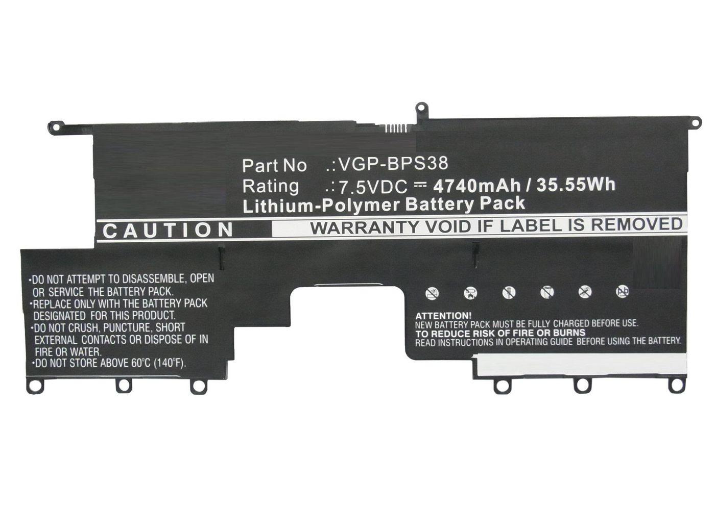 CoreParts MBXSO-BA0057 ricambio per laptop Batteria (Laptop Battery for Sony 36Wh - Li-Pol 7.5V 4740mAh Black - 36Wh Li-Pol 7.5