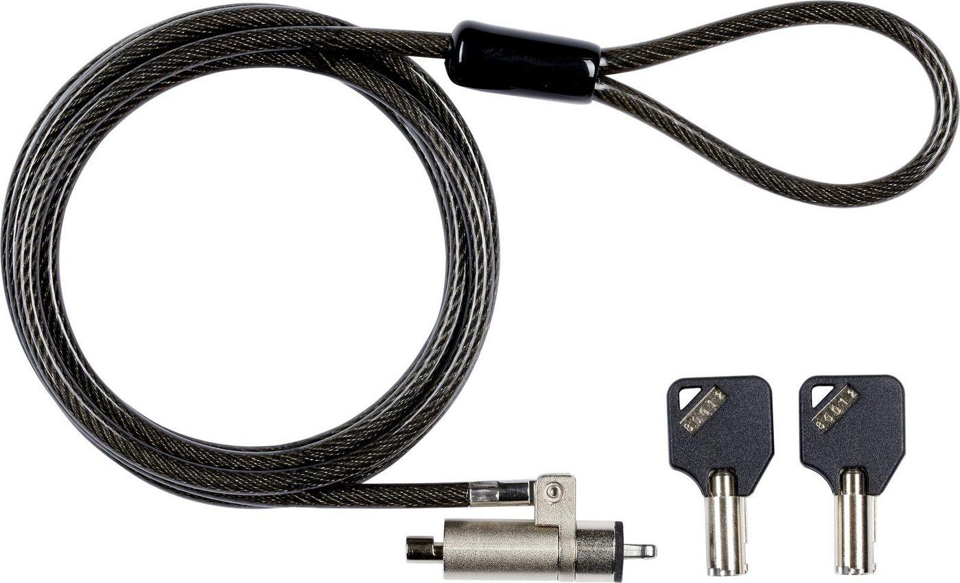 Security lock with keys for - Kensingston Security Slot - 4.5mm x 180cm Cut-resistant 7x7 twisted strand carbon steel Black 4.5
