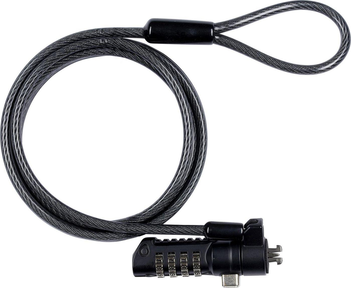 Security lock with 4-wheel - combination for Kensingston - Security Slot 4.5mm x 180cm Cut-resistant 7x7 twisted strand carbon