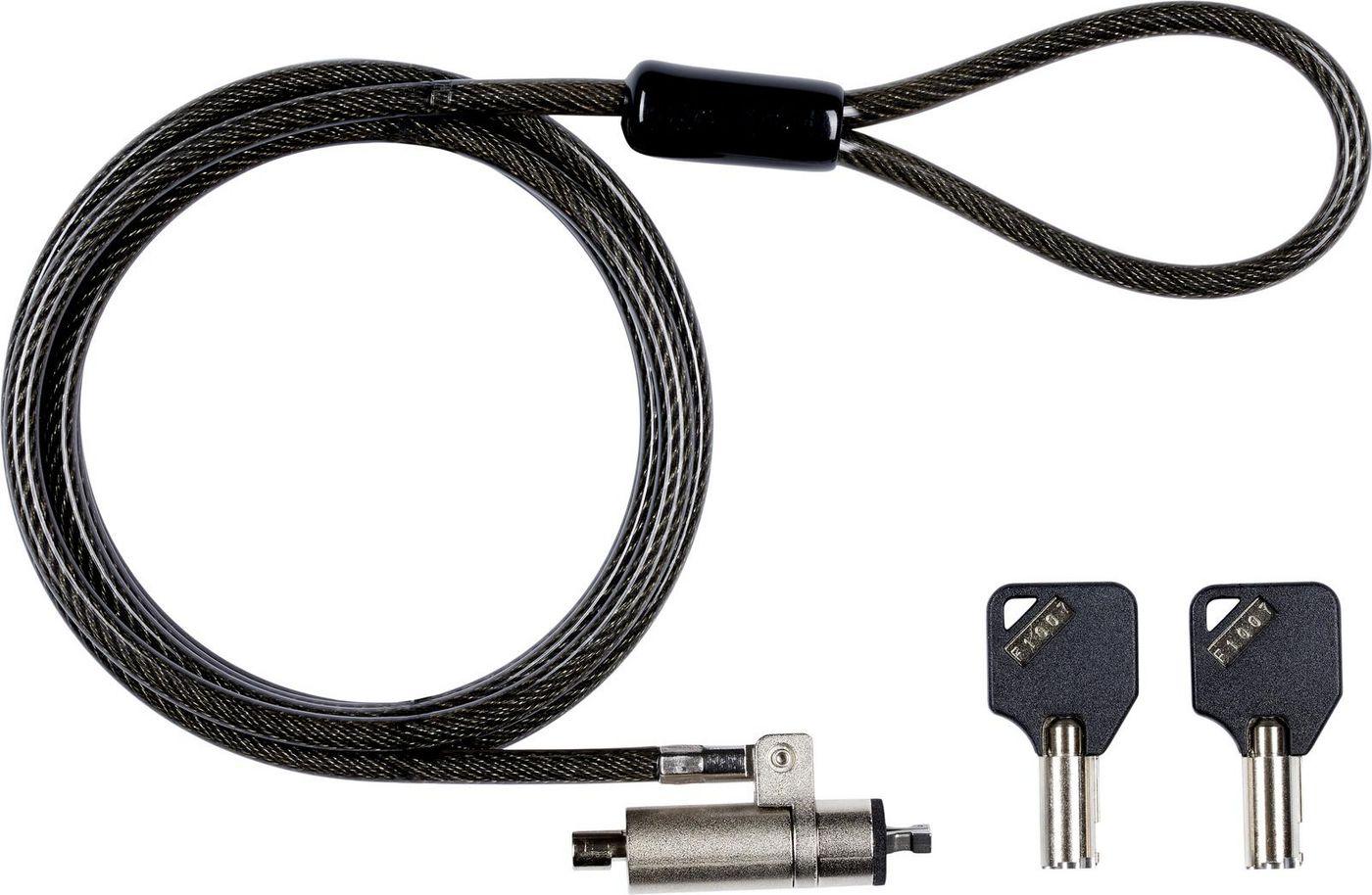 Security lock with keys for - Noble Wedge Security Slot - 4.5mm x 180cm Cut-resistant 7x7 twisted strand carbon steel Black 4.5