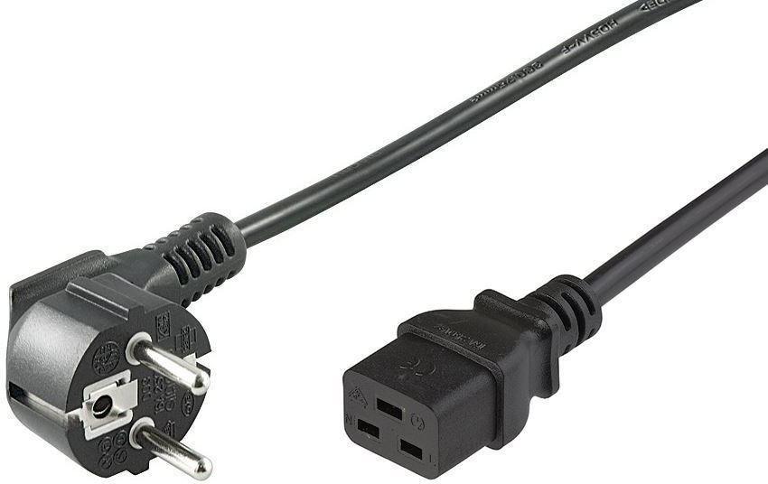 Microconnect PE0771905 cavo di alimentazione Nero 5 m CEE7/7 Accoppiatore C19 (Power Cord CEE 7/7 - C19 5m - Angled Schuko - C1