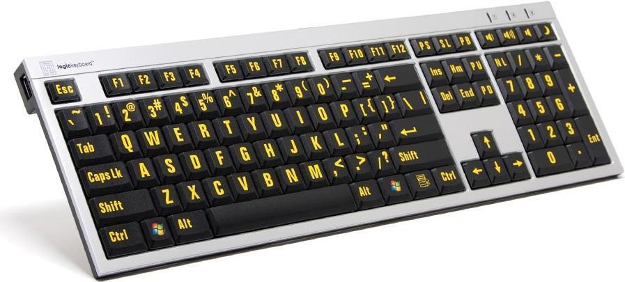 Logickeyboard XL-Print Alu giallo su nero fr. (PC/Sottile)