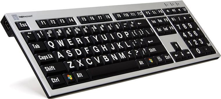 Logickeyboard XL-Print Alu bianco su nero fr. (PC/Sottile)