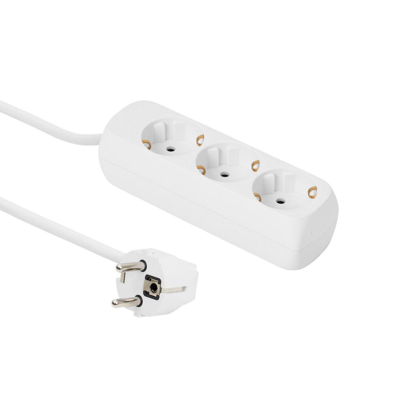 Socket Schuko a 3 vie 3m bianco