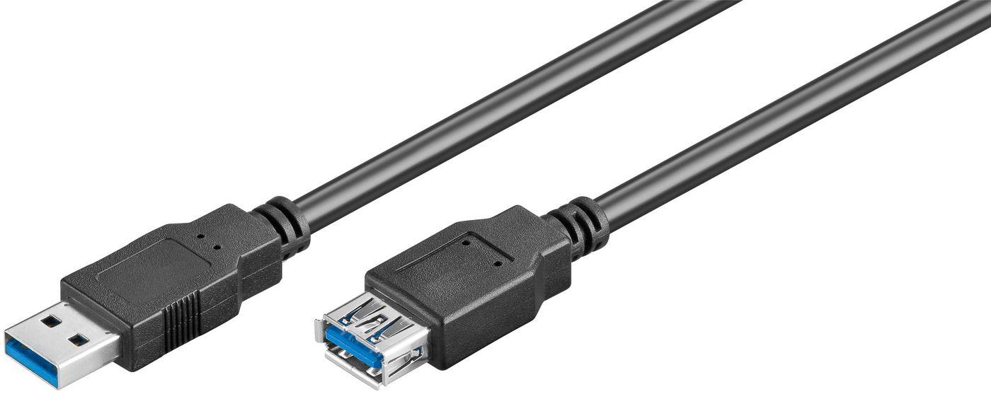 Microconnect USB3.0AAF5B cavo USB 5 m USB 3.2 Gen 1 3.1 Gen 1 USB A Nero (USB3.0 A-A 5m M-F - Black - Warranty 300M)