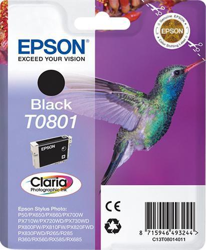 EPSON T0801 CARTOUCHE DENCRE NOIR CAPACIT STANDARD 7.4ML 330 PAGES 1-PACK BLISTER SANS ALARME
