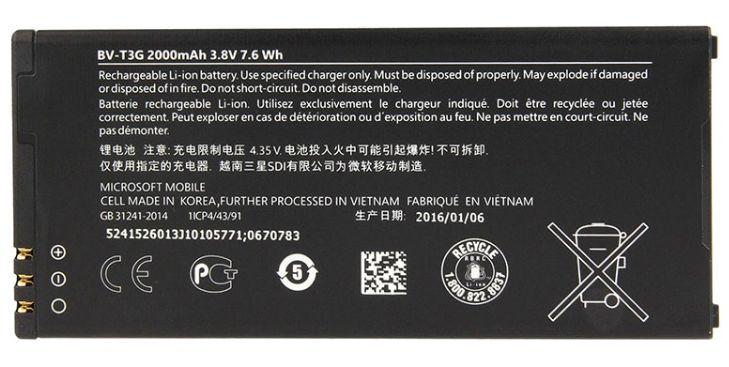 CoreParts MBP1182 ricambio per cellulare Batteria Nero (Battery for Mobile 7.6Wh - Li-ion 3.8V 2.0Ah Microsoft - Lumia 650 7.6W