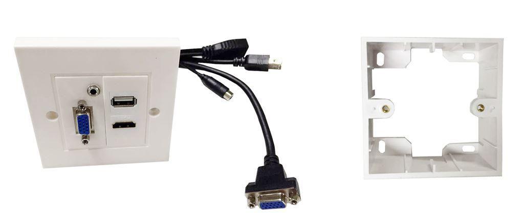 Vivolink WI221293 presa energia HDMI VGA USB A 3.5mm Bianco (Wall Box HDMi USB VGA - . - Warranty 12M)