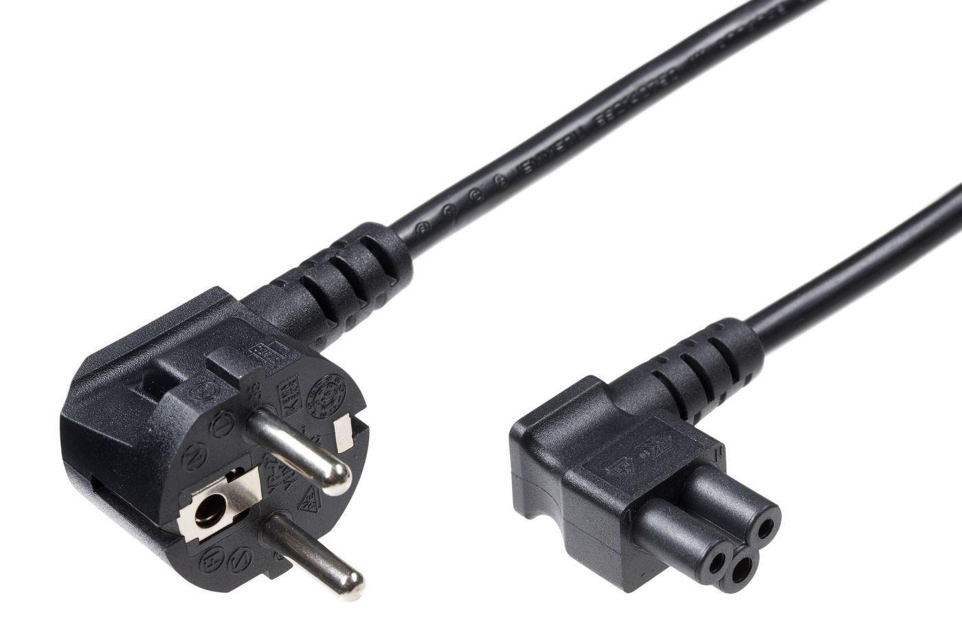 Microconnect PE010850A cavo di alimentazione Nero 5 m Accoppiatore C5 (Power Cord CEE 7/7 - C5 5m - Angled CEE7 and C5 Black -