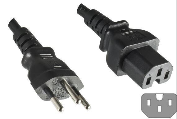 Microconnect PE160518 cavo di alimentazione Nero 18 m Accoppiatore C15 (Power Cord Swiss - C15 1.8m - Power Swiss Type J - C15