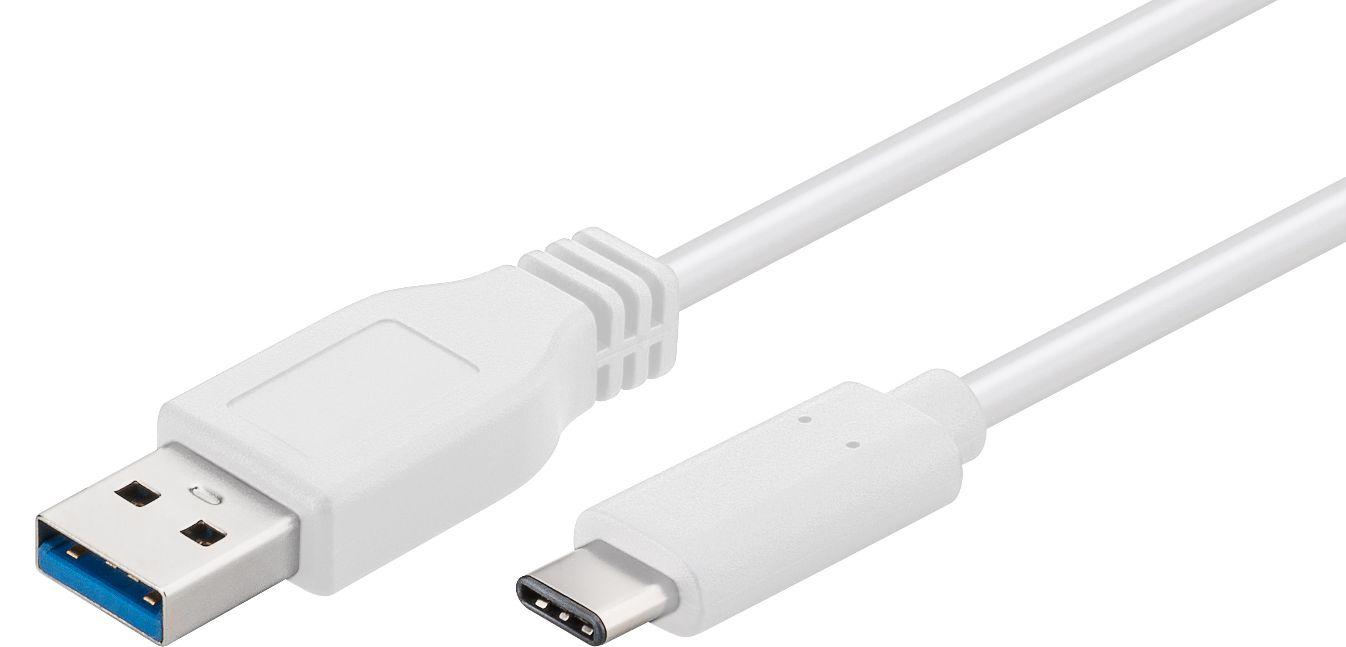 Microconnect USB3.1CA2W cavo USB 2 m USB 3.2 Gen 1 3.1 Gen 1 USB A USB C Bianco (Gen1 USB C-A Cable 2m - White for synching and