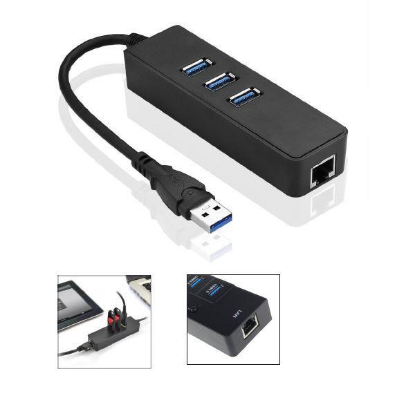 Microconnect MC-USB3.0HUBWETH replicatore di porte e docking station per laptop USB 3.2 Gen 1 3.1 Gen 1 Type-A Nero (USB 3.0 HU