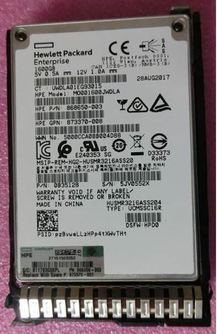 1.6TB SAS 12G SFF SC DS MU SSD - Warranty: 36M