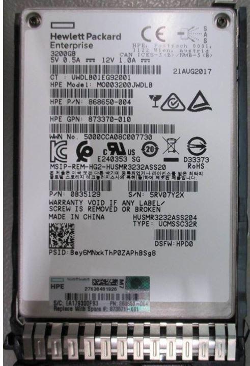 3.2TB SAS 12G SFF SC DS MU SSD - Warranty: 36M