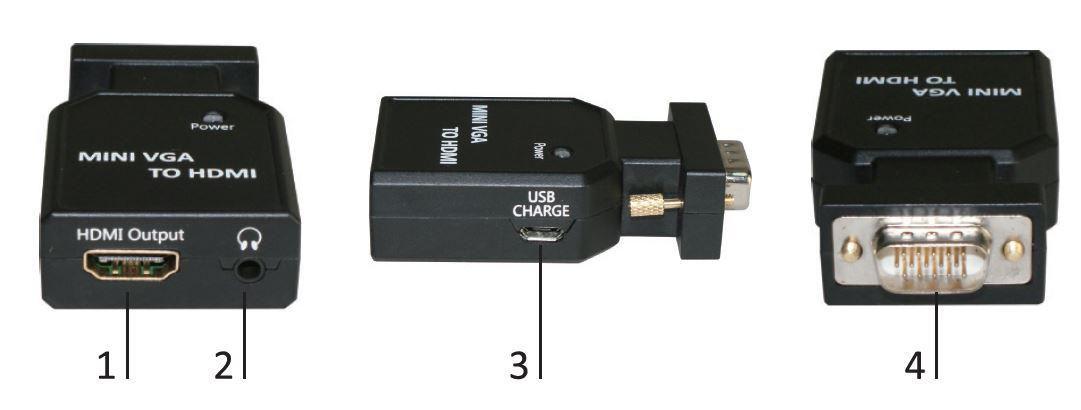Microconnect MC-CONMVGAHM convertitore video (Mini VGA to HDMI Converter - Mini housing with Audio Input, USB 5V Input Warranty