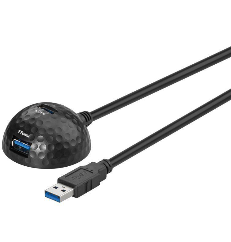 Microconnect USB3.0AAFD1.5 hub di interfaccia Nero (USB3.0 A-A 1.5m M-F - Desktop foot USB - A male - 2 X female desktop foot -