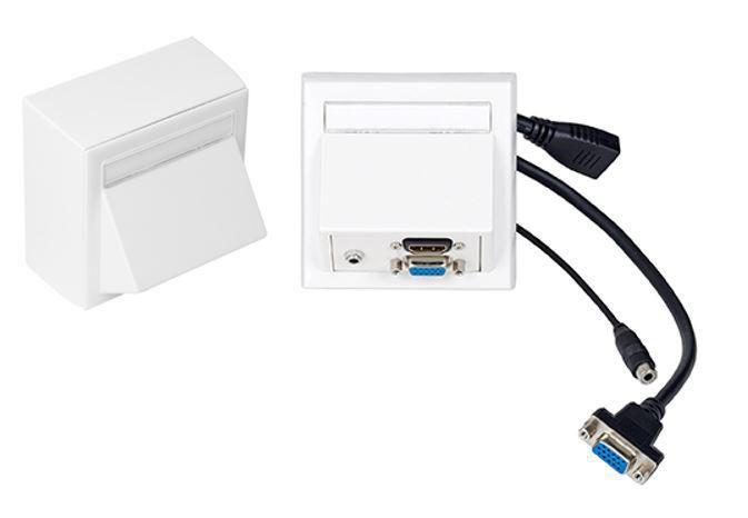 VivoLink WI221192 HDMI VGA 3.5mm Bianco presa energia (Wall box VGA HDMI 35mm - aud inc Thorsmann wall box . - Warranty 12M)
