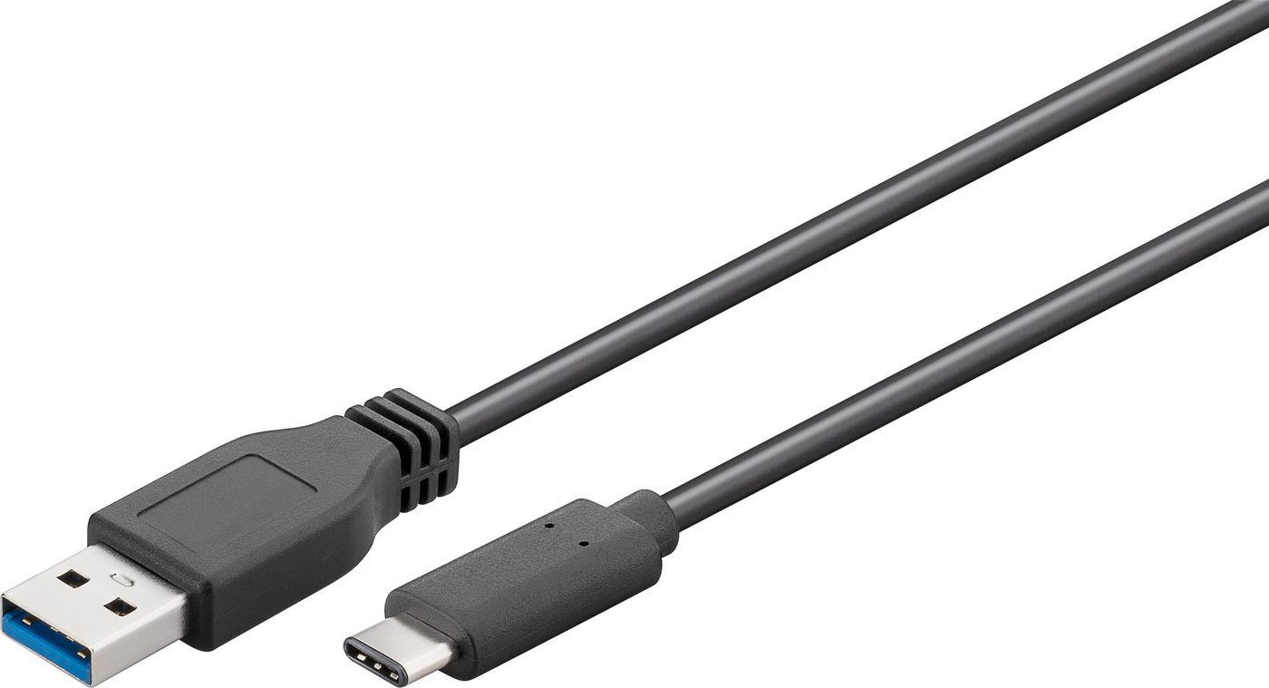Microconnect 0.5m USB 3.1 cavo USB 05 m USB 3.2 Gen 1 3.1 Gen 1 USB C USB A Nero (Gen1 USB C-A Cable 0.5m - Black for synching