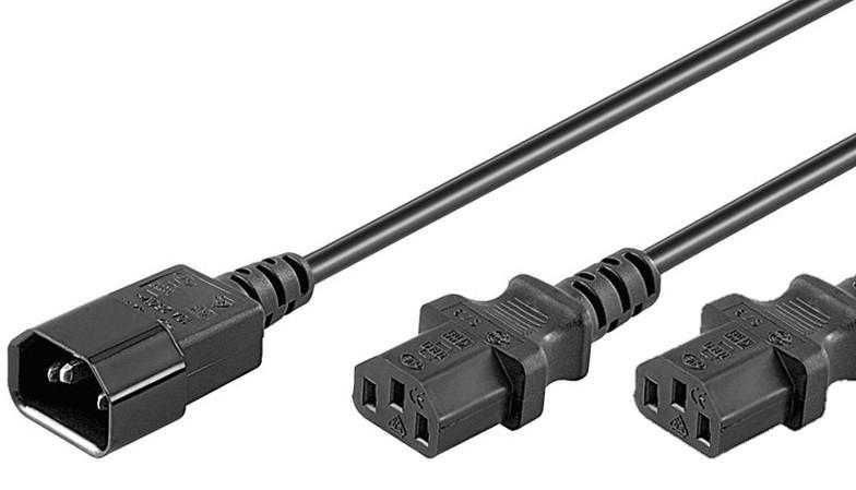 Microconnect 2 x C13/C14 0.6 m Nero 06 m Accoppiatore C14 2 x Attacco C13 (Power Cord C13x2 - C14 06m - Y Extension Cable Black