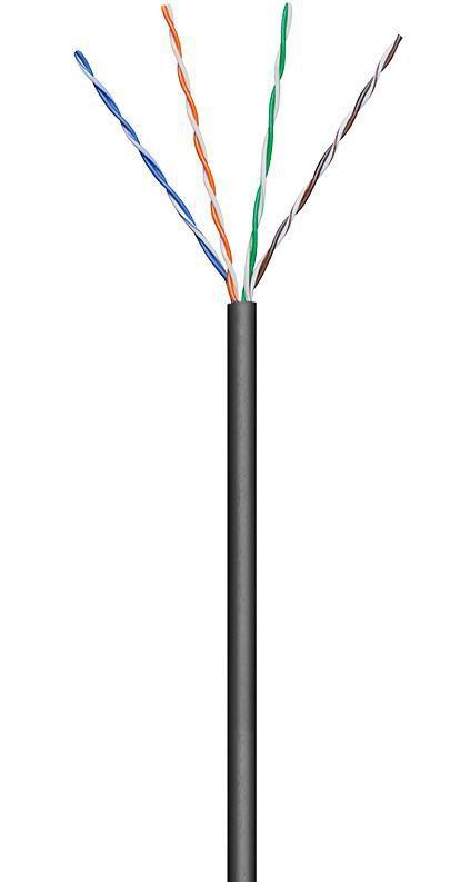 Microconnect 100m Cat5e cavo di rete Nero U/UTP [UTP] (U/UTP CAT5e Outdoor 100m Black - Stranded, AWG26 CCA, Jacket PE - UV and