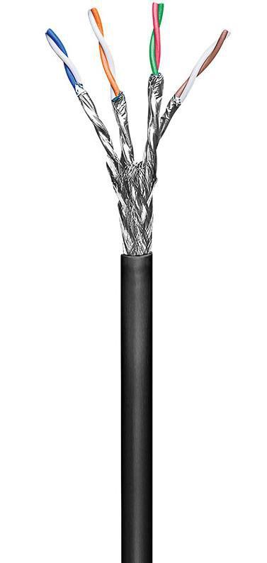 Microconnect 100m Cat6 cavo di rete Nero S/FTP [S-STP] (S/FTP CAT6 Outdoor 100m Black - Stranded AWG 27 CCA, Jacket PE - Non-te