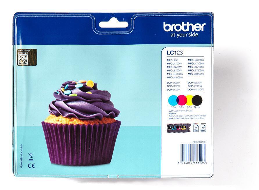 Brother LC-123VALBP cartuccia d'inchiostro 4 pz Originale Nero, Ciano, Magenta, Giallo