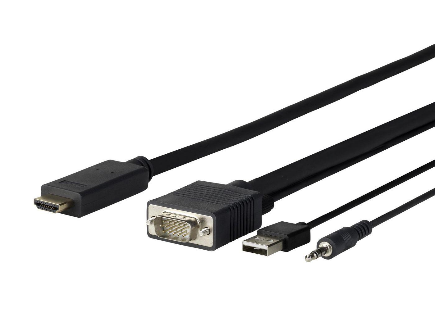 Vivolink PROVGAHDMI3 cavo e adattatore video 3 m HDMI VGA D-Sub 3.5mm USB Type-A Nero (PRO VGA AUDIO TO HDMI - . - Warranty