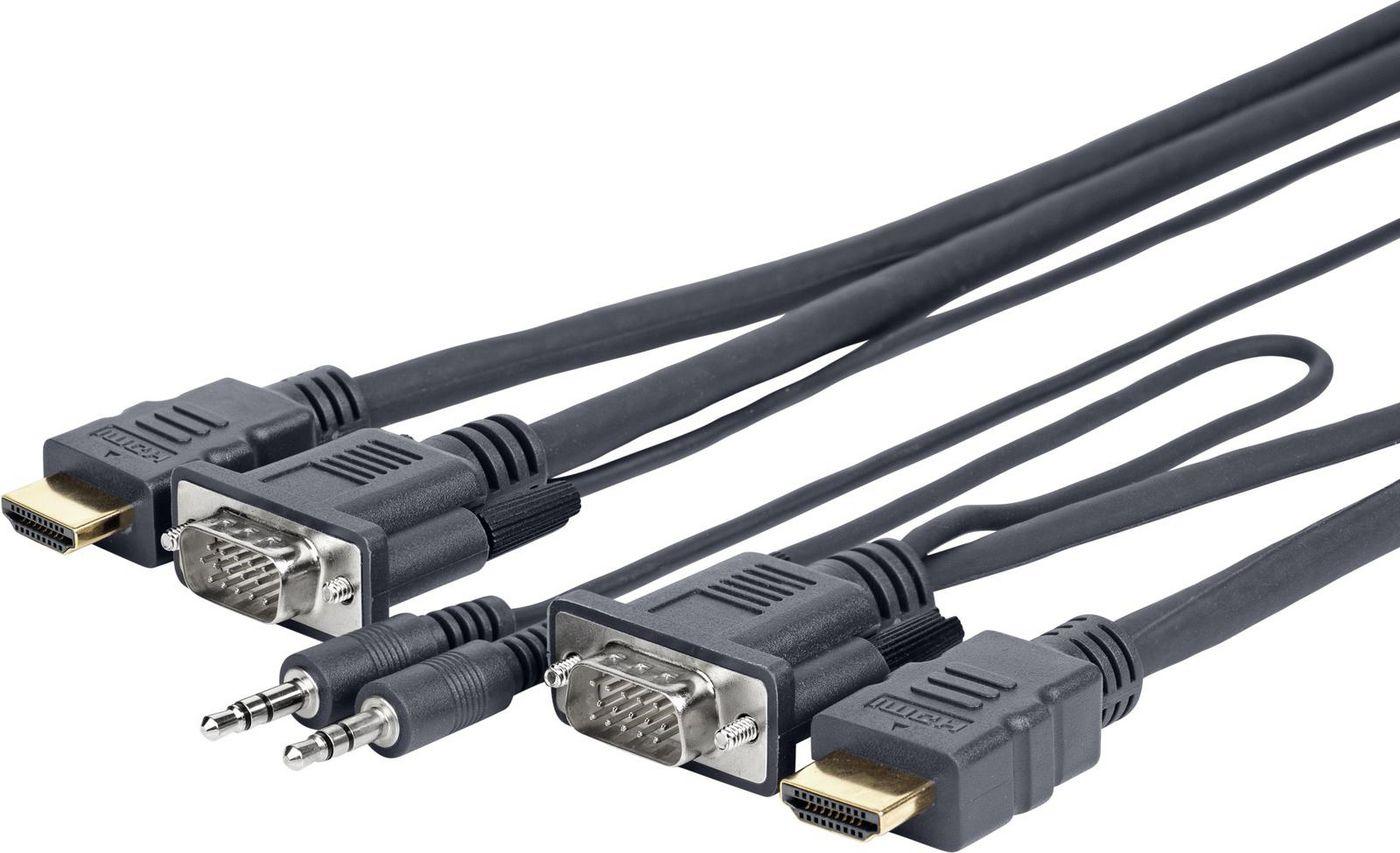 Vivolink PROVGAHDMIFLY7 cavo e adattatore video 5 m VGA D-Sub 3.5mm HDMI tipo A Standard Nero (PRO VGA Audio AND HDMI - . - W