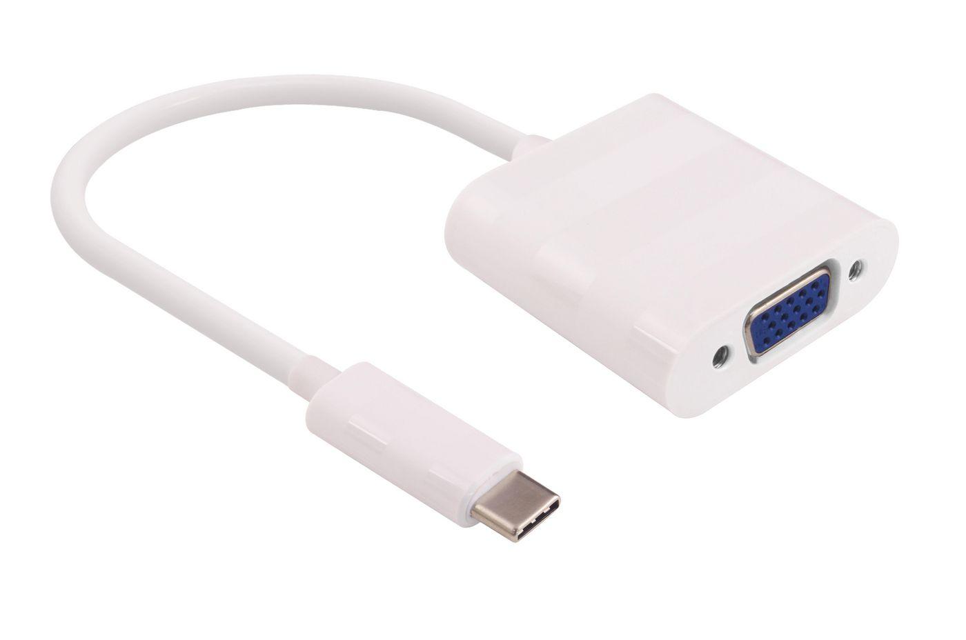 Microconnect 0.2m USB C - D-Sub adattatore grafico USB Bianco (USB-C to VGA Adapter 0.2m - Max. 1920x1080p60Hz - White supports