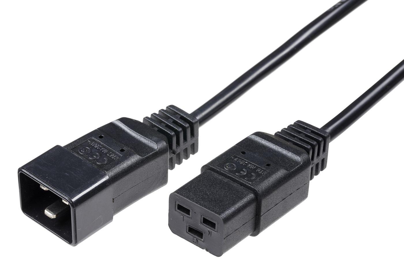 Microconnect 3.0m C19 - C20 Nero 3 m Accoppiatore C20 Accoppiatore C19 (Power Cord C19 - C20 16A 3m - Black - H05VV-F3x1.5mm2 C